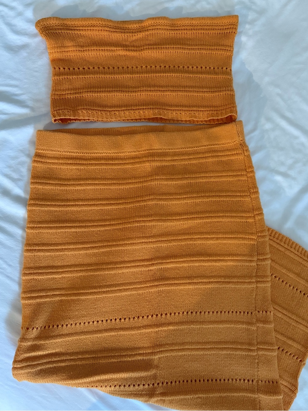 Women’s Orange Knit Maxi Skirt - Two-Piece Set